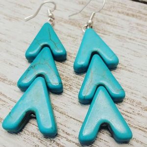 New handmade boutique blue arrow stone earrings